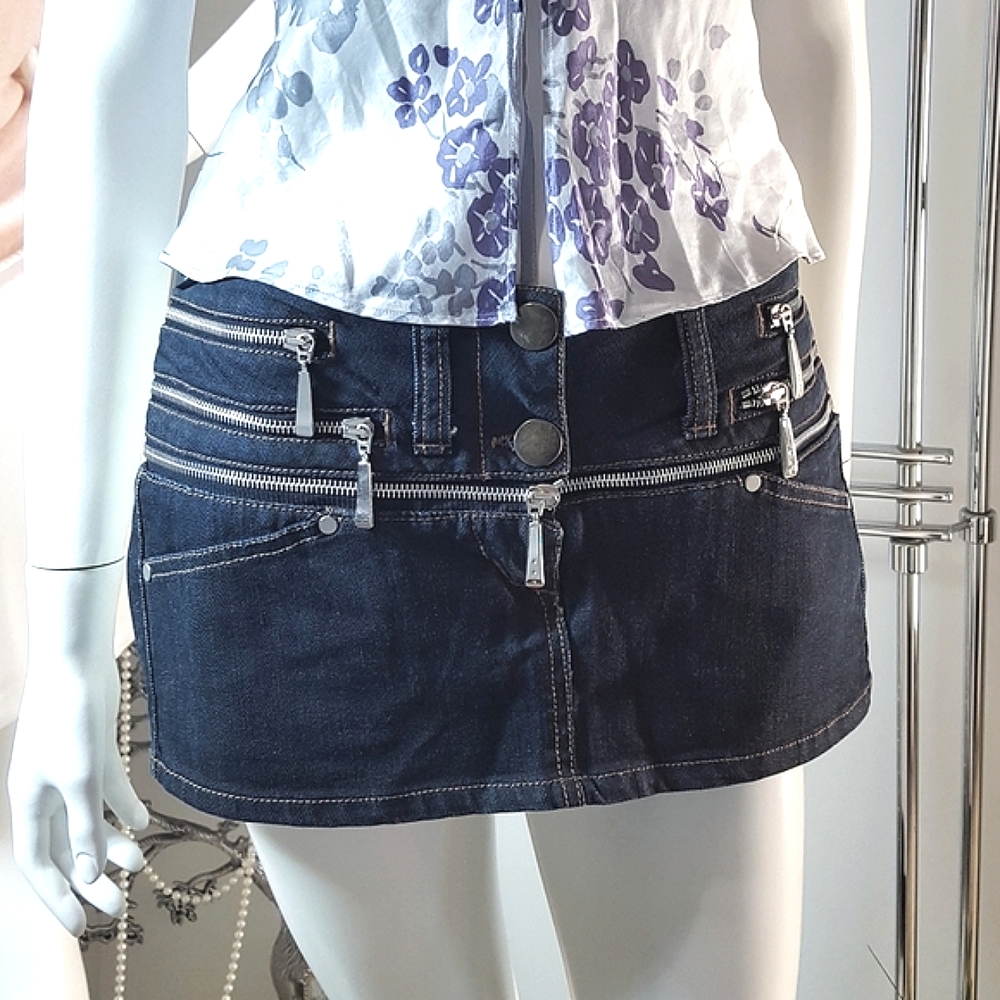 Italian Biker Skort💙90's Blue Denim Mini Skort💙 Heans Short-Skirt